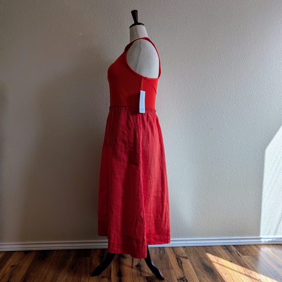 Athleta Baja Linen Midi Dress | Orange | NWT | LG - Picture 4 of 7